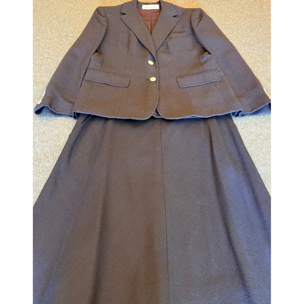 Vintage Evan-Picone Navy Blue Skirt Suit Blazer and A-Line Skirt Set